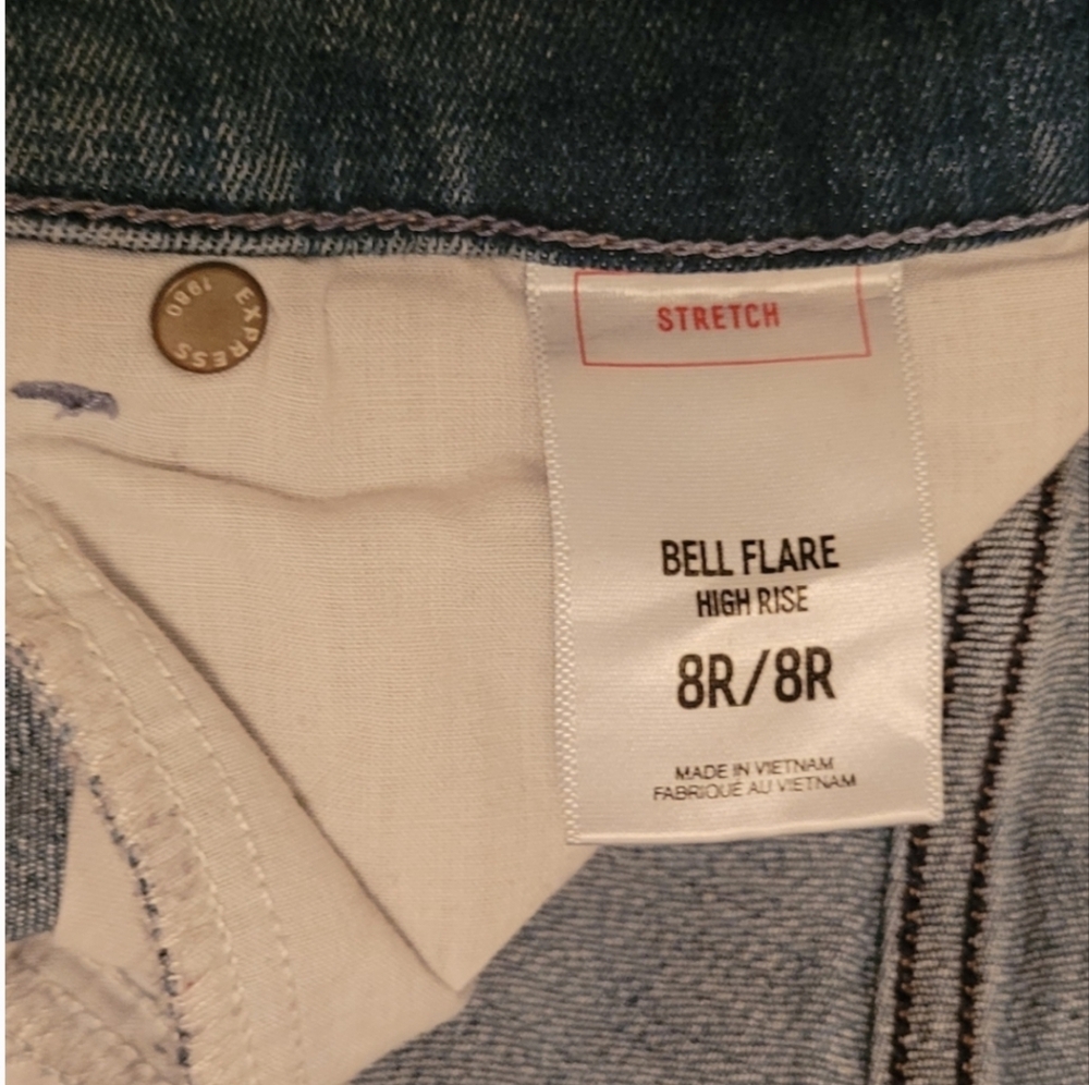 Express High Rise Bell Flare Denim Jeans 8 R - Picture 2 of 3